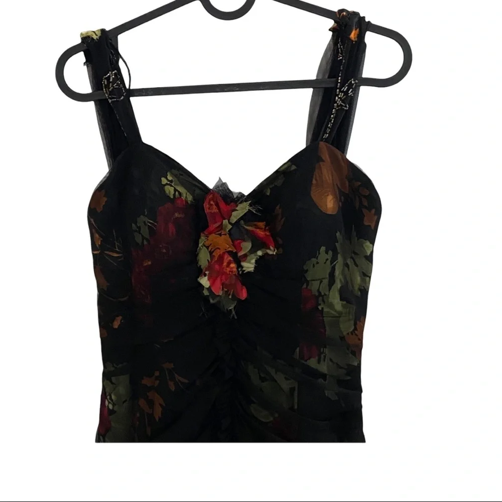 Vintage Dolce Jovani 90'S fitted gathered bodice mermaid dress heart shape bust - Picture 3 of 6